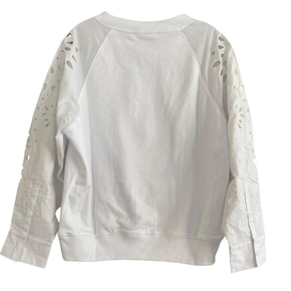 Thakoon White Embroidered Balloon Sleeve Sweatshirt Medium NEW - Picture 5 of 8